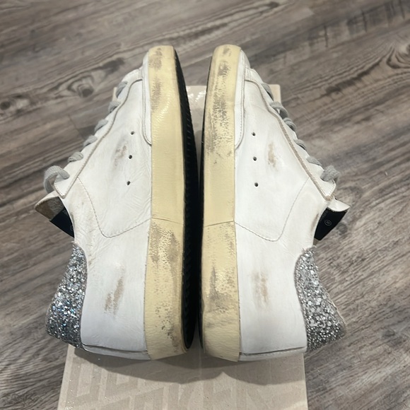 Golden Goose GGDB Superstar Red Glitter Star Silver Sneakers Sz 38 US 8 Women’s - Picture 7 of 16